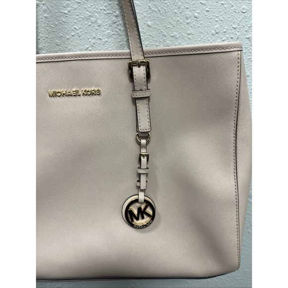 Michael Kors Women Jet Set Travel Tote Pink Saffiano Leather Shoulder Bag Purse - Picture 4 of 12